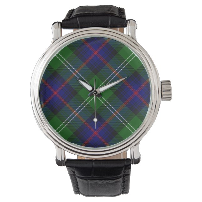Sutherland tartan blue green plaid watch (Front)