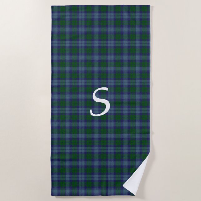 Sutherland Tartan Plaid Beach Towel (Front)
