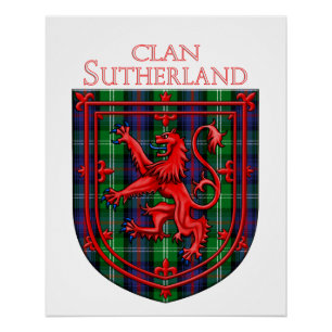 Sutherland Tartan Scottish Plaid Lion Rampant Poster
