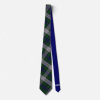 Sutherland Tartan & Solid Blue Monogram Neck Tie