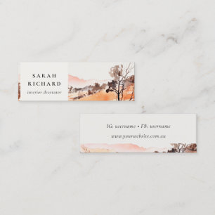 Sutle Blush Orange Watercolor Woods Mountain Mini Business Card