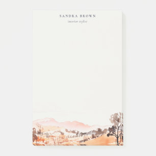 Sutle Blush Orange Watercolor Woods Mountain  Post-it Notes