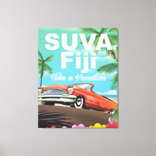 Suva, Fiji vintage vacation poster Canvas Print