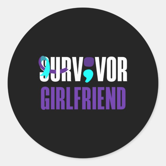 Suvivor Girlfriend Support Suicide Prevention Awar Classic Round Sticker (Front)