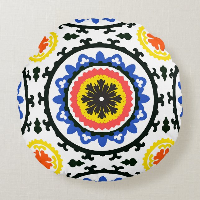 Suzani Pattern Round Cushion (Front)