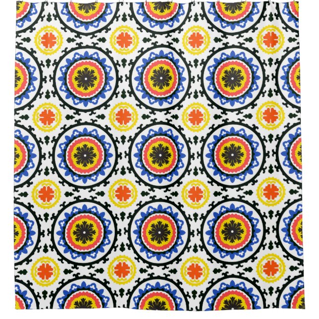 Suzani Pattern Shower Curtain (Front)