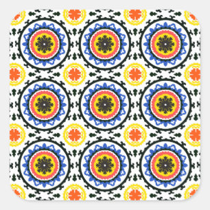 Suzani Pattern Square Sticker