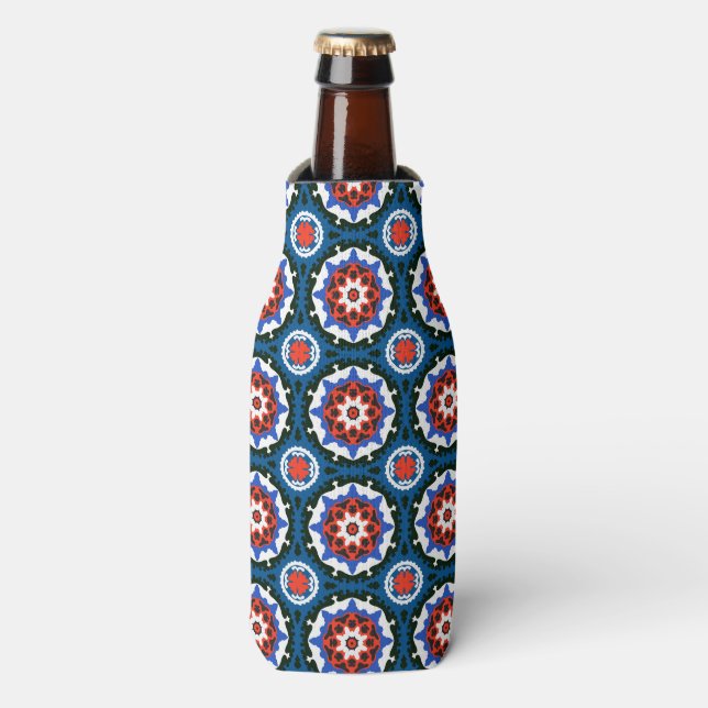 Suzani Pattern With Bold Ornament Bottle Cooler (Bottle Front)