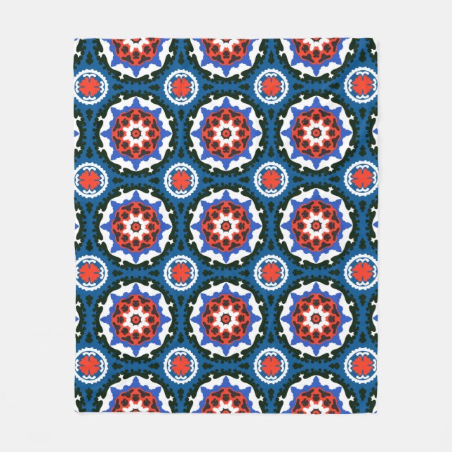 Suzani Pattern With Bold Ornament Fleece Blanket (Front)
