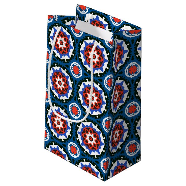 Suzani Pattern With Bold Ornament Small Gift Bag (Back Angled)