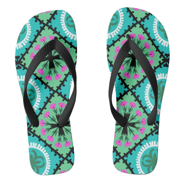 Suzani Pattern with Uzbek and Kazakh Motifs Jandals (Footbed)