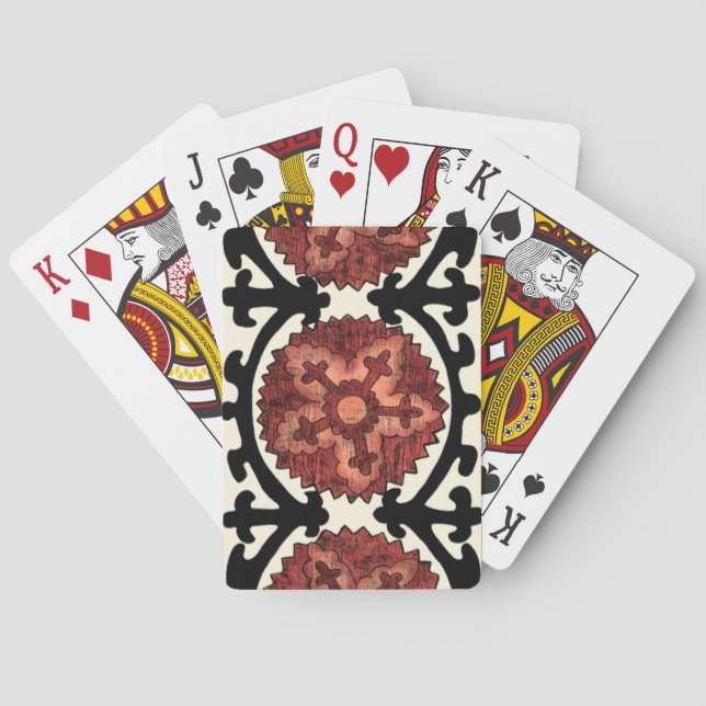 Suzani Style Decorative Floral Pattern Playing Cards (Back)
