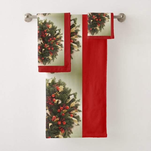 Suzanne Elizabeth Christmas Collection Bath Towel Set (Insitu)