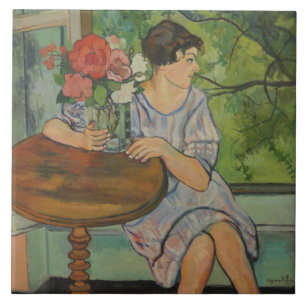 Suzanne Valadon Young Girl in Front of a Window Tile