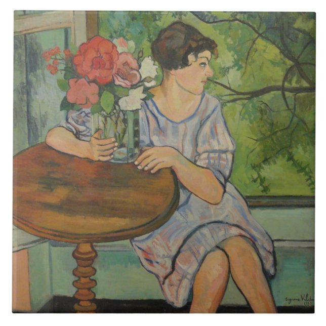 Suzanne Valadon Young Girl in Front of a Window Tile (Front)