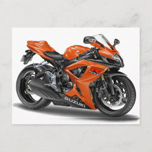 Suzuki GSX-R600 Orange Bike Postcard