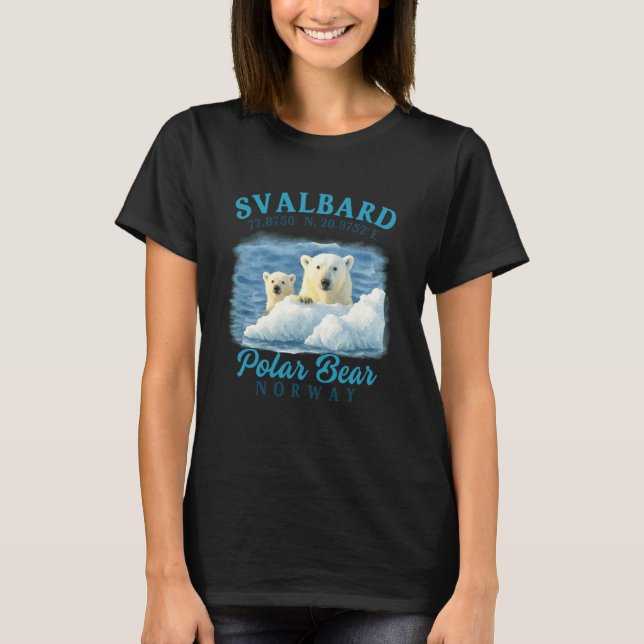Svalbard Norway Polar Bear Spitsbergen Longyearbye T-Shirt (Front)