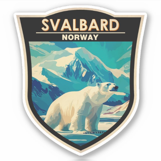 Svalbard Norway Polar Bear Travel Art Vintage (Front)