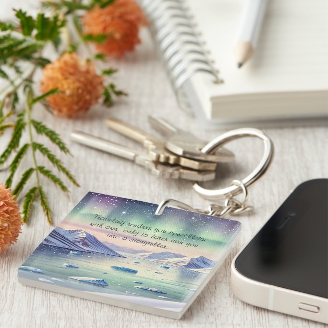 Svalbard, Norway & Quote Key Ring (Front Right)
