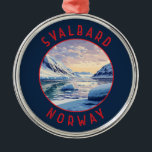 Svalbard Norway Retro Distressed Circle Metal Tree Decoration<br><div class="desc">Svalbard in a vector art style. One of the world’s northernmost inhabited areas,  it's known for its rugged,  remote terrain of glaciers and frozen tundra sheltering polar bears,  Svalbard reindeer and Arctic foxes.</div>