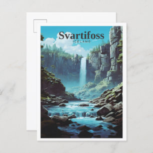 Svartifoss Iceland Art Vintage Travel  Postcard