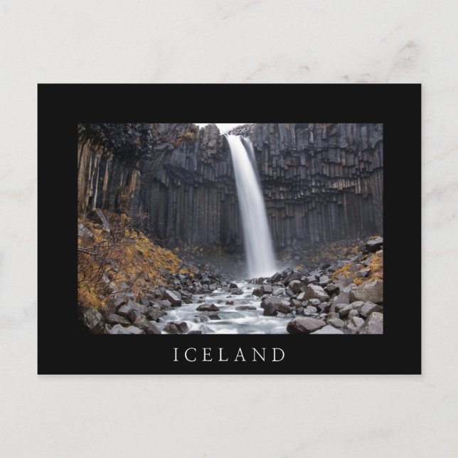 Svartifoss waterfall, Iceland black text postcard (Front)