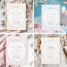 Stripes with Scalloped Frame Baby Shower Suite    