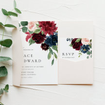 Burgundy and Navy Botanical Wedding Collection