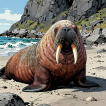 Cute Walrus on the Beach 