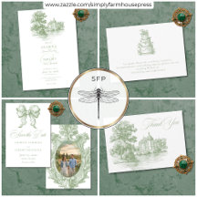 Elegant Sage Green Toile French Manor Wedding