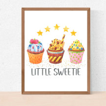 Little Sweetie Watercolor Cupcakes Birthday Suite