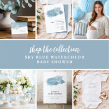 Sky Blue Watercolor Baby Shower
