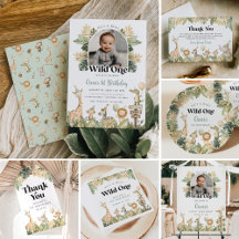 OSCAR 1ST BIRTHDAY Safari Animals Wild One Jungle 