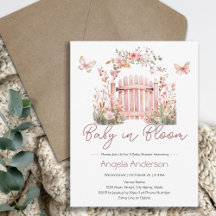 Pink Floral Baby in Bloom Butterfly Baby Shower