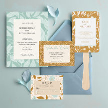Blue Boho Pattern Play Botanical Wedding Suite