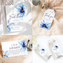 Minimalist elegant Navy blue Flower Bridal Shower