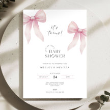 Girls Twins Baby Shower Collection - Pink Bow