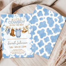Little Cowboy Blue Cow Print Baby Shower