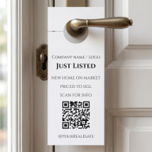 Modern Minimalist Real Estate QR Code Door Hangers