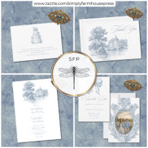 Elegant Dusty Blue Toile French Manor Wedding