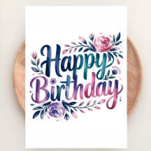 Dreamy Floral Happy Birthday Typography