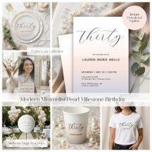 Modern Minimalist Pearl Milestone Birthday