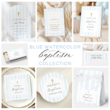 BAPTISM - Blue Watercolor Stripes