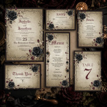 Midnight Rose Gothic Wedding Invitation Suite