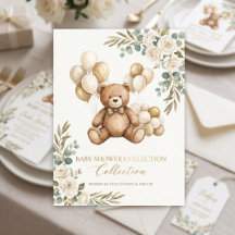 Teddy Bear Neutral Beige Baby Shower