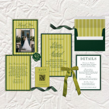Elegant Chartreuse Stripe Pattern Formal Wedding