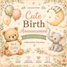 Cute Birth Announcement Invitations