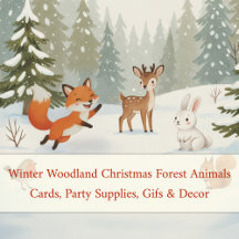 Winter Woodland Merry Christmas Forest Animals