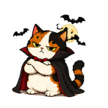 Grumpy Vampire Cat Halloween