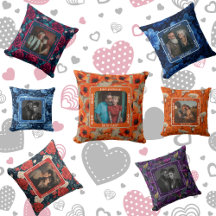 Elegant Floral Wedding Anniversary Throw Pillow 